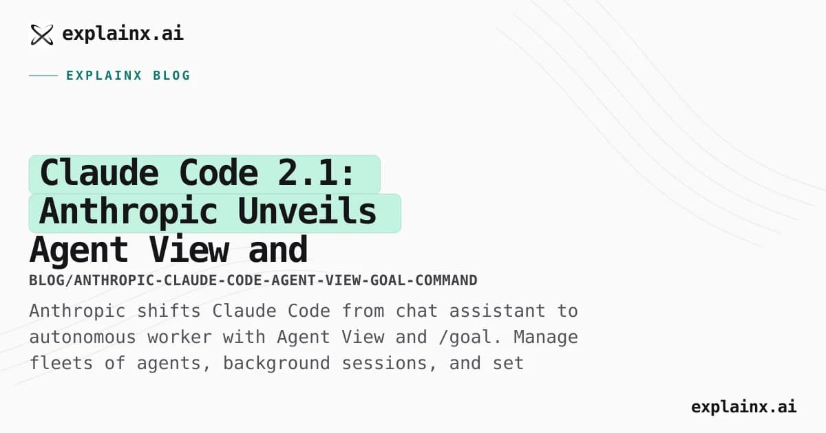 Claude Code 2.1: Anthropic Unveils Agent View and Autonomous /goal Command