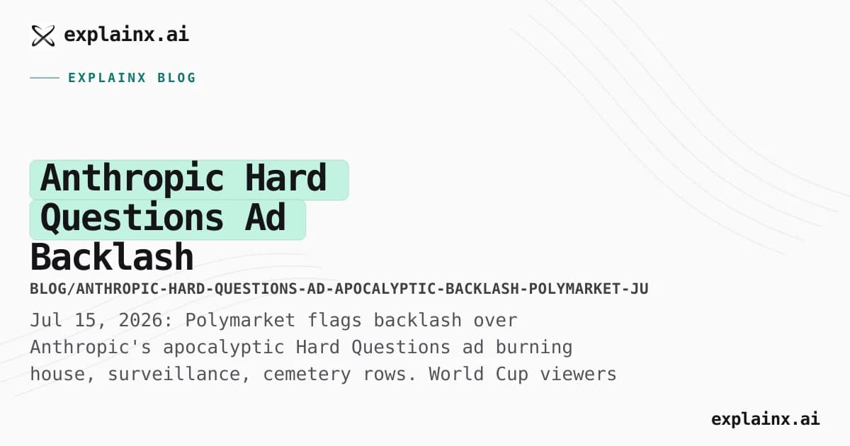 Anthropic Hard Questions Ad Backlash — Apocalyptic Imagery, World Cup, Polymarket