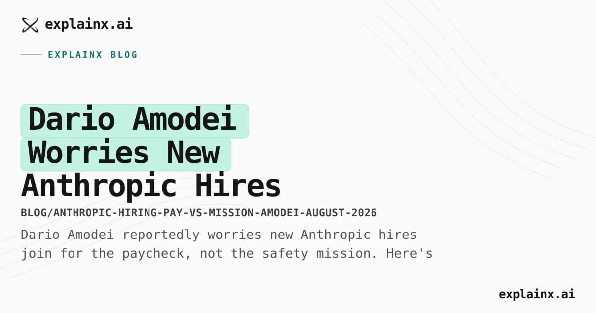 Dario Amodei Worries New Anthropic Hires Are Chasing Pay, Not Mission
