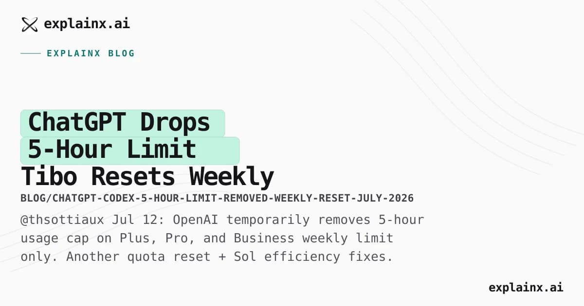 ChatGPT Drops 5-Hour Limit — Tibo Resets Weekly Quota for Codex & Work Users