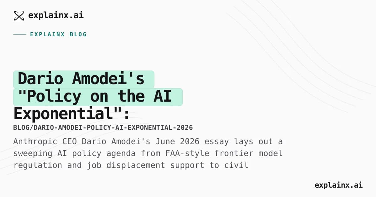 Dario Amodei's "Policy on the AI Exponential": Regulation, Jobs, Civil Liberties, and Democratic Leadership in the Age of Powerful AI (June 2026)