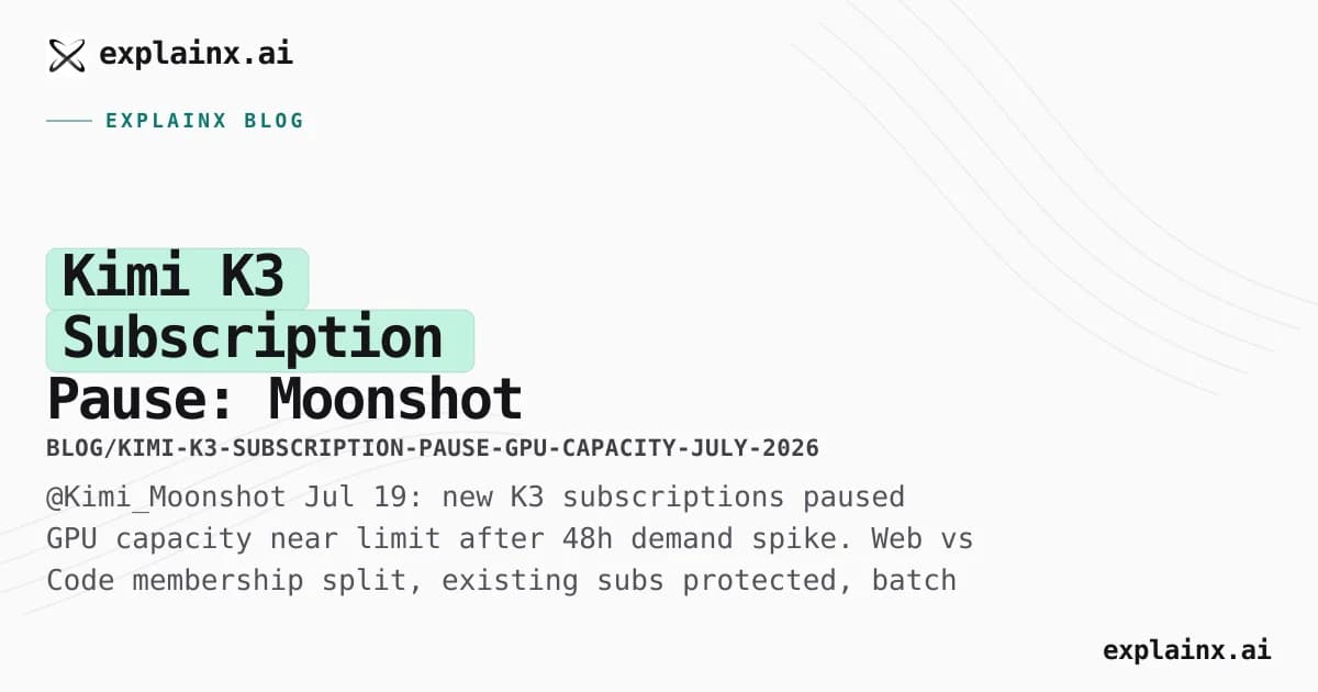 Kimi K3 Subscription Pause: Moonshot Hits GPU Limits After Demand Spike (July 2026)