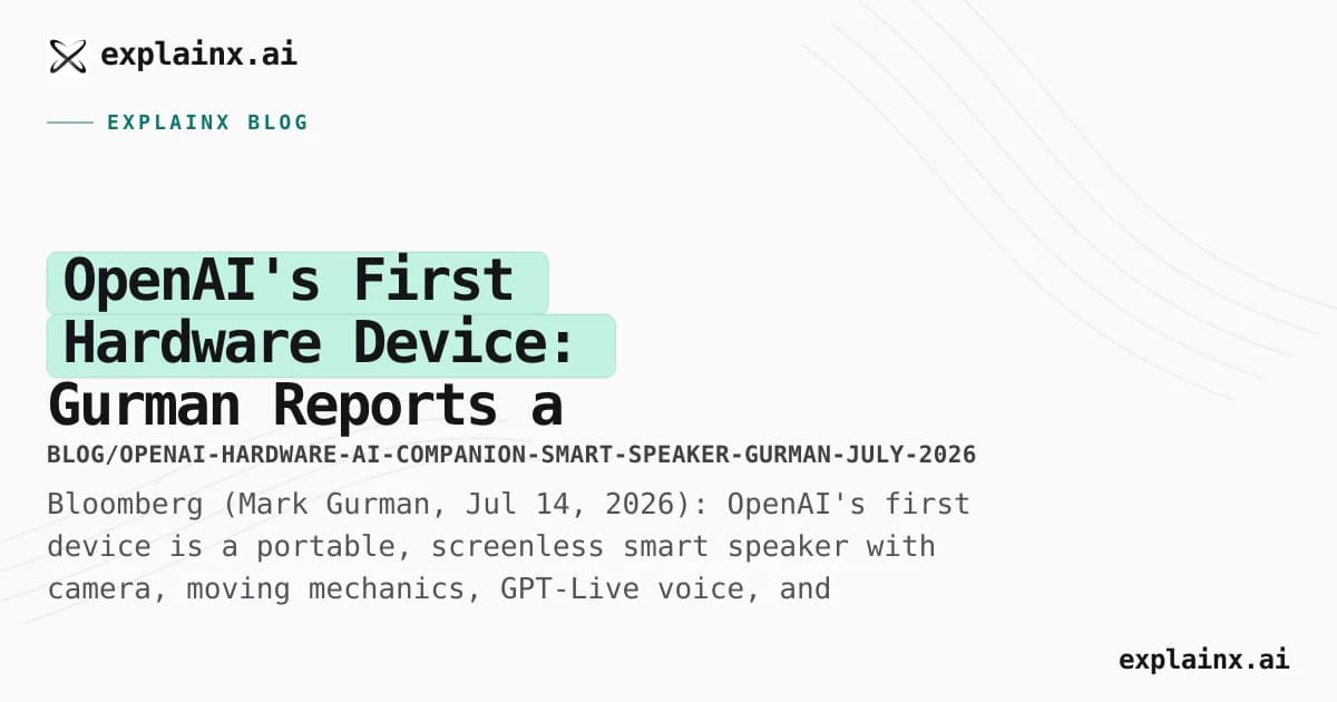 OpenAI's First Hardware Device: Gurman Reports a Screenless AI Companion Speaker