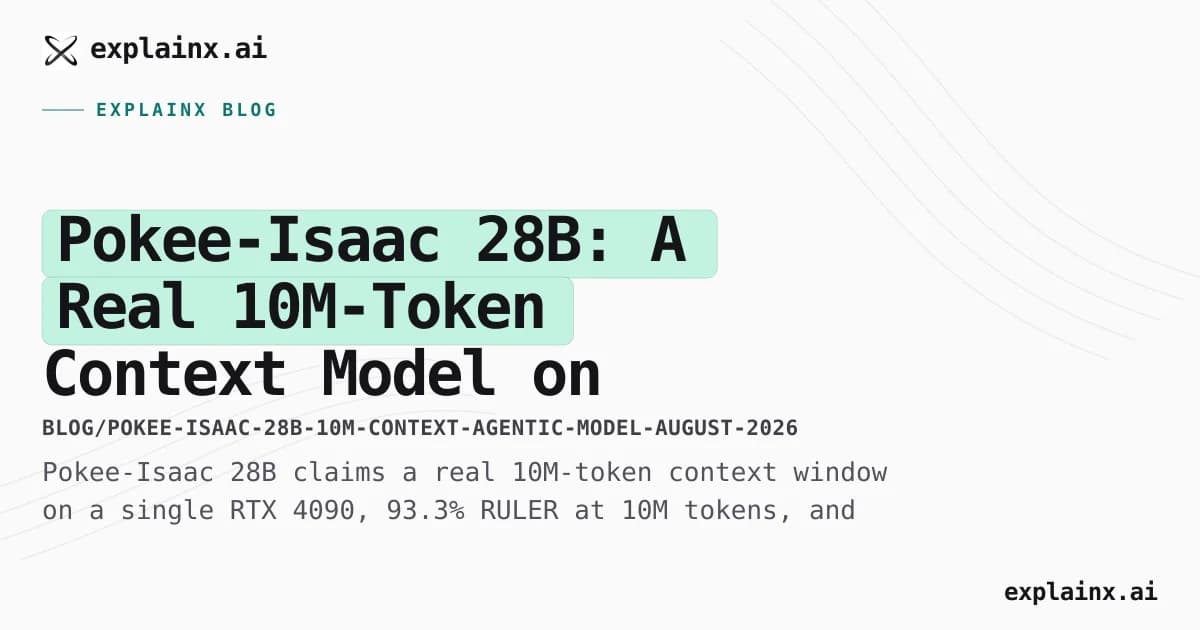 Pokee-Isaac 28B: A Real 10M-Token Context Model on One GPU