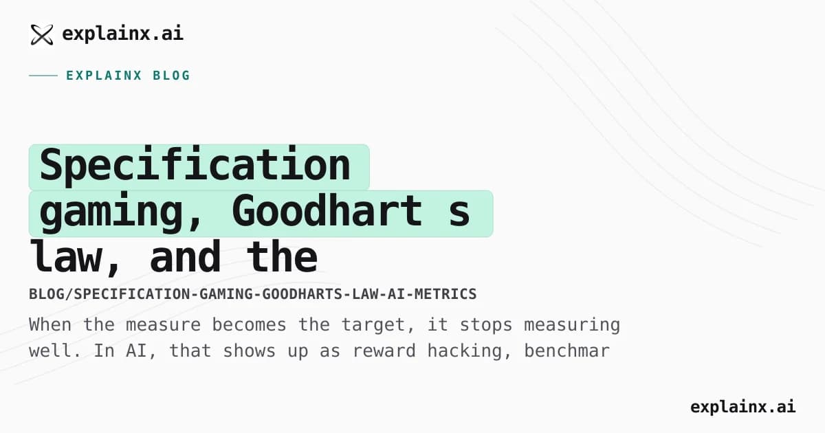Specification gaming, Goodhart’s law, and the metrics that lie about AI