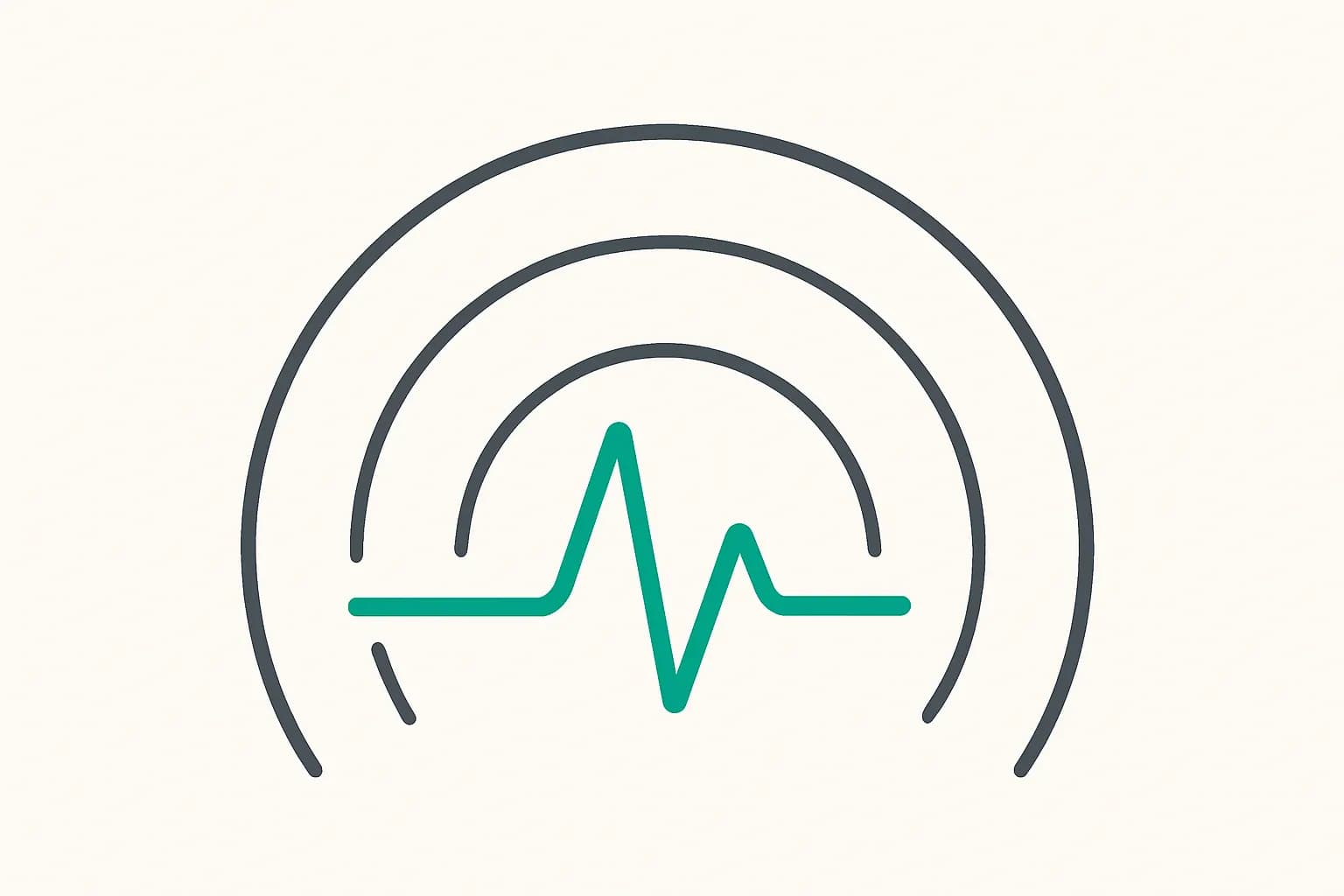 Illustration of a protective layered shield around a heartbeat line, representing AI safety guardrails in healthcare
