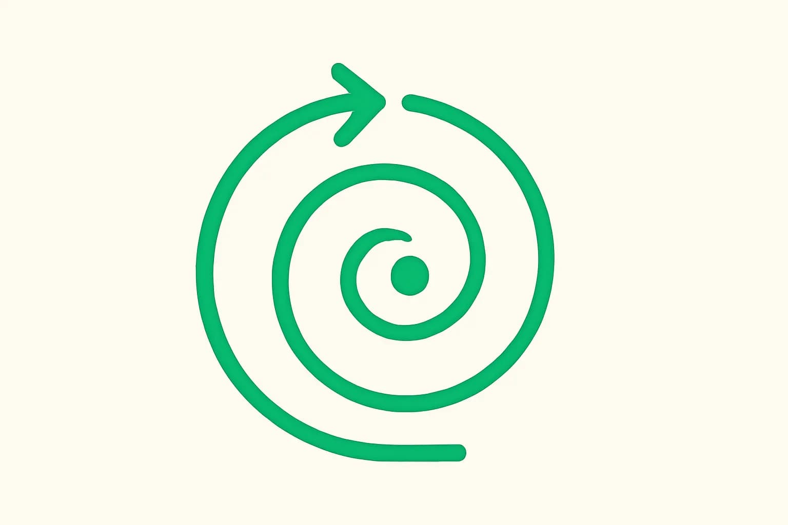 Illustration of a closed circular loop tightening toward a target point, representing feedback loops that make coding agents converge