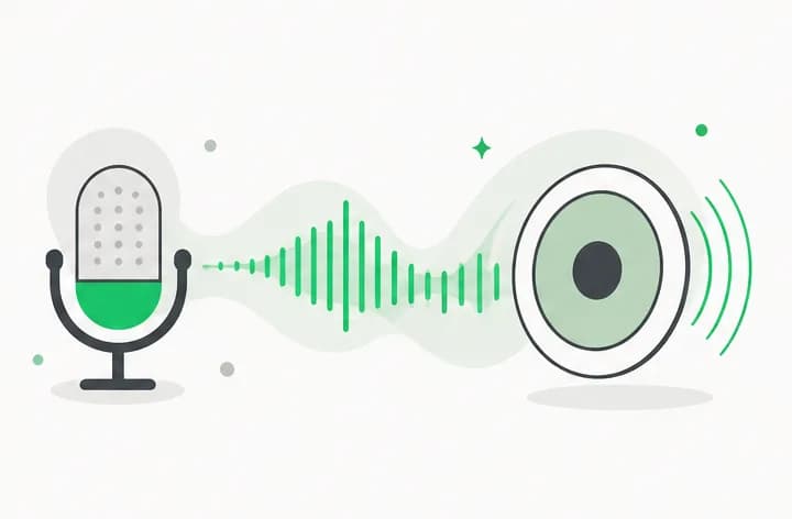 Illustration of an audio waveform connecting voice and sound for audio prompt templates
