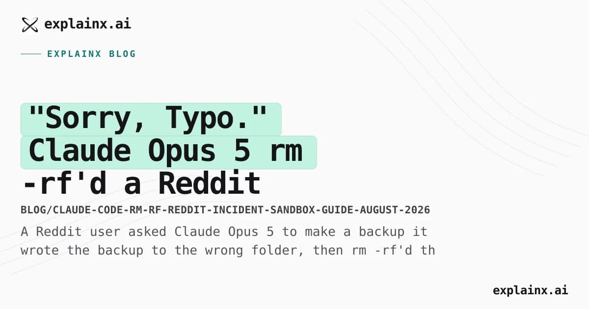 "Sorry, Typo." Claude Opus 5 rm -rf'd a Reddit User's Entire Drive