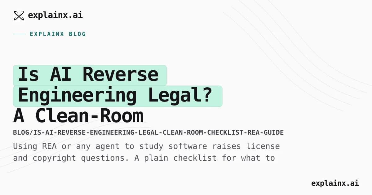 Is AI Reverse Engineering Legal? A Clean-Room Checklist for REA