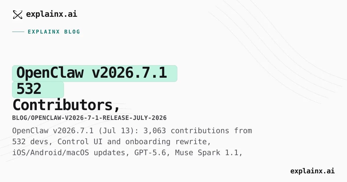 OpenClaw v2026.7.1 — 532 Contributors, Control UI Overhaul, GPT-5.6 & Muse Spark