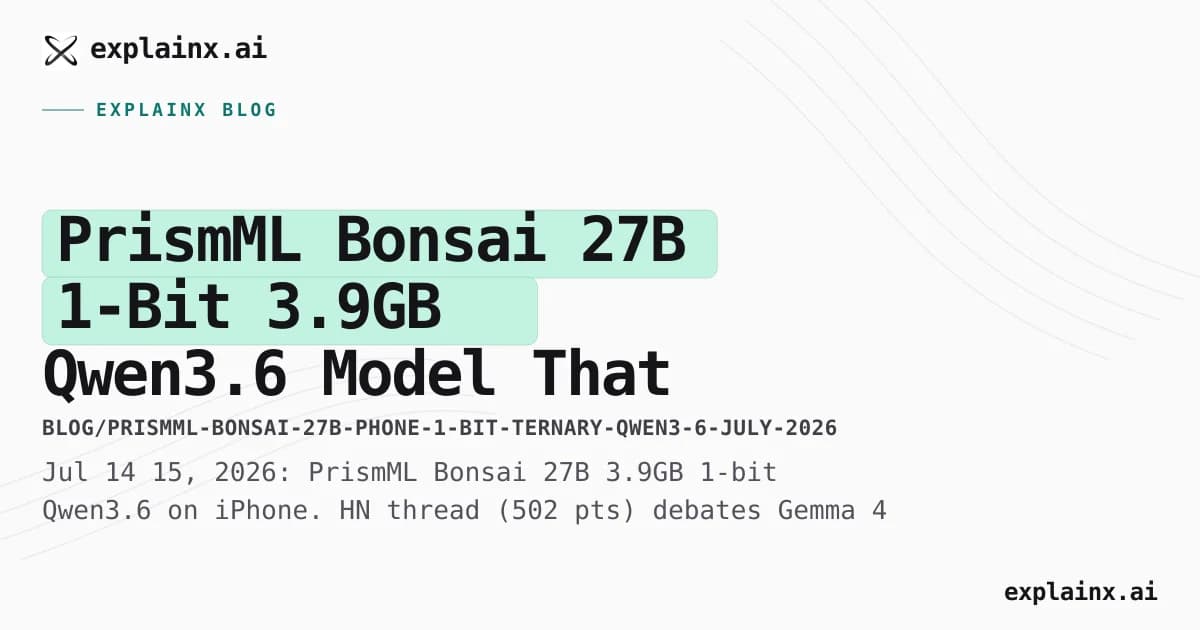 PrismML Bonsai 27B — 1-Bit 3.9GB Qwen3.6 Model That Runs on iPhone