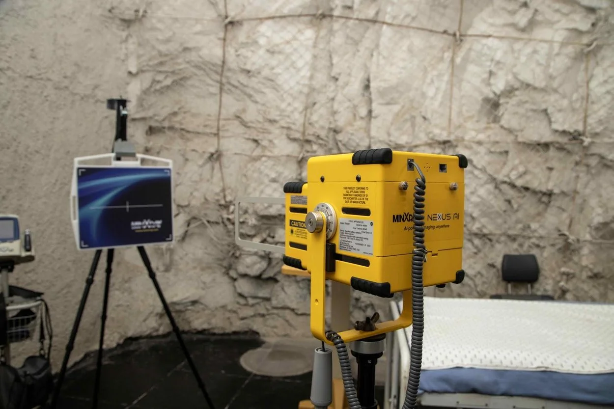 Portable Nexus AI X-ray device used for chest X-ray TB screening in the field