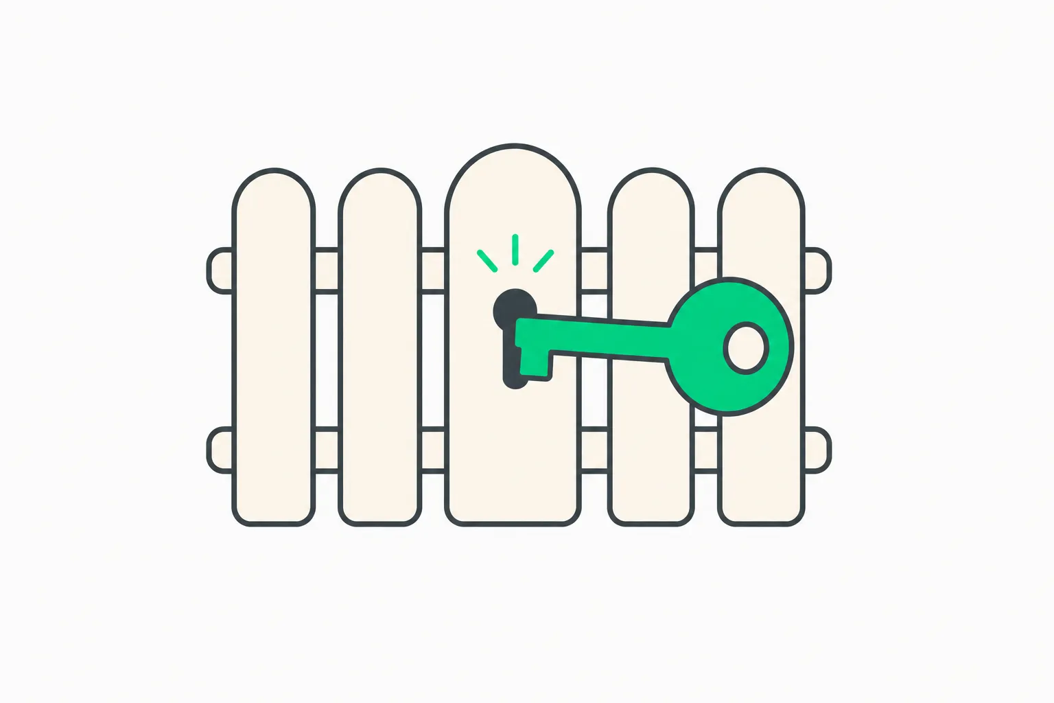A key fitting a narrow opening, representing limiting what an AI agent is permitted to do on third-party systems