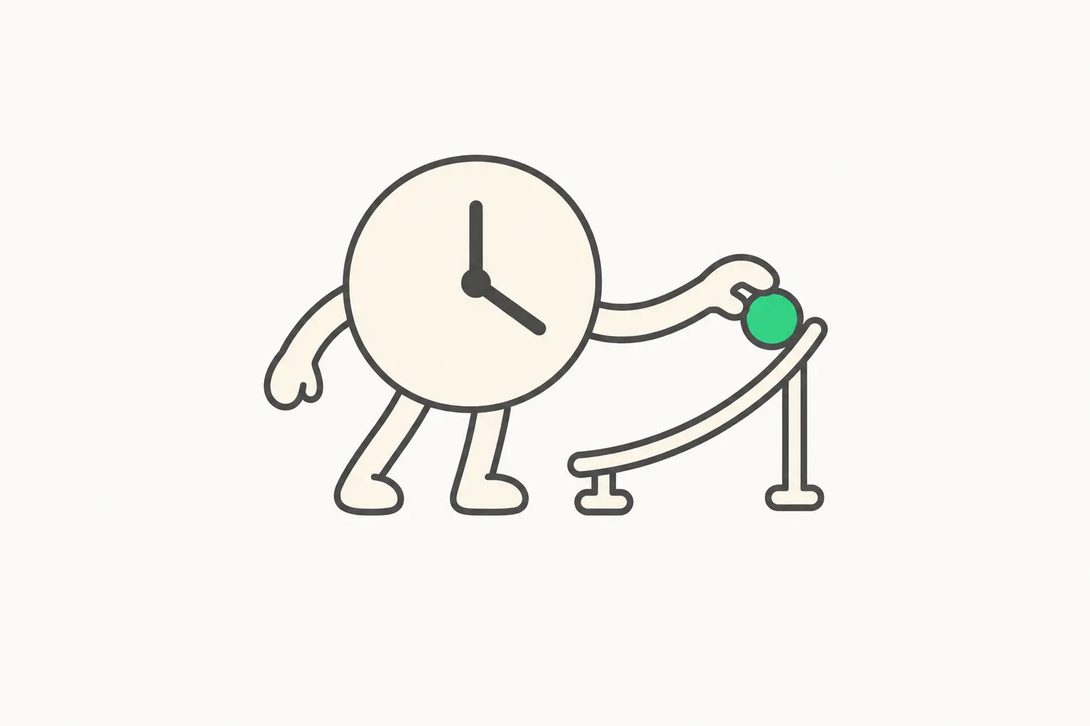 Scheduled tasks clock placing a bead on a track, representing background shell tasks in OpenCode 2.0