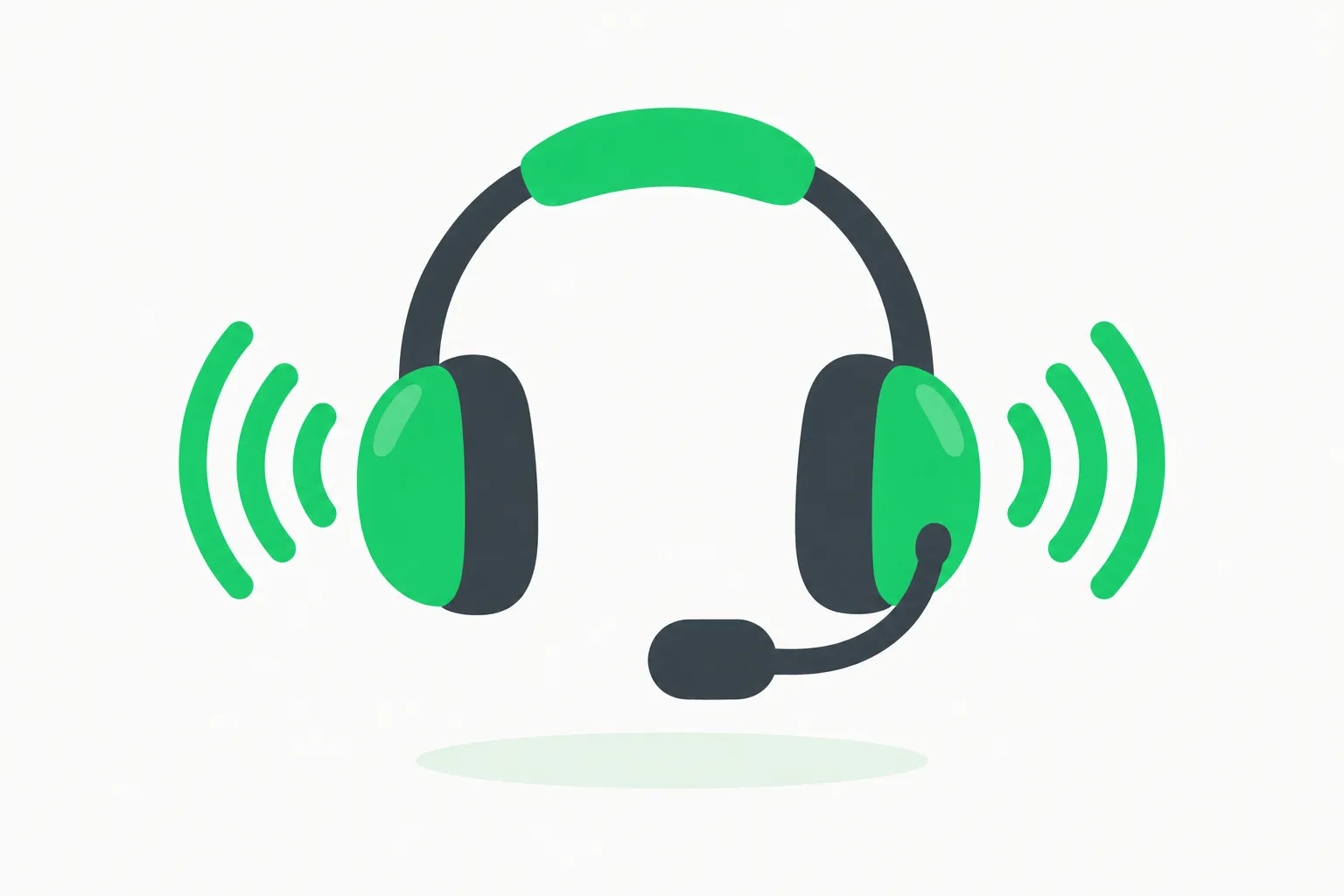 Call-center headset with sound waves, representing voice support agents in the Grok Voice 3.0 era
