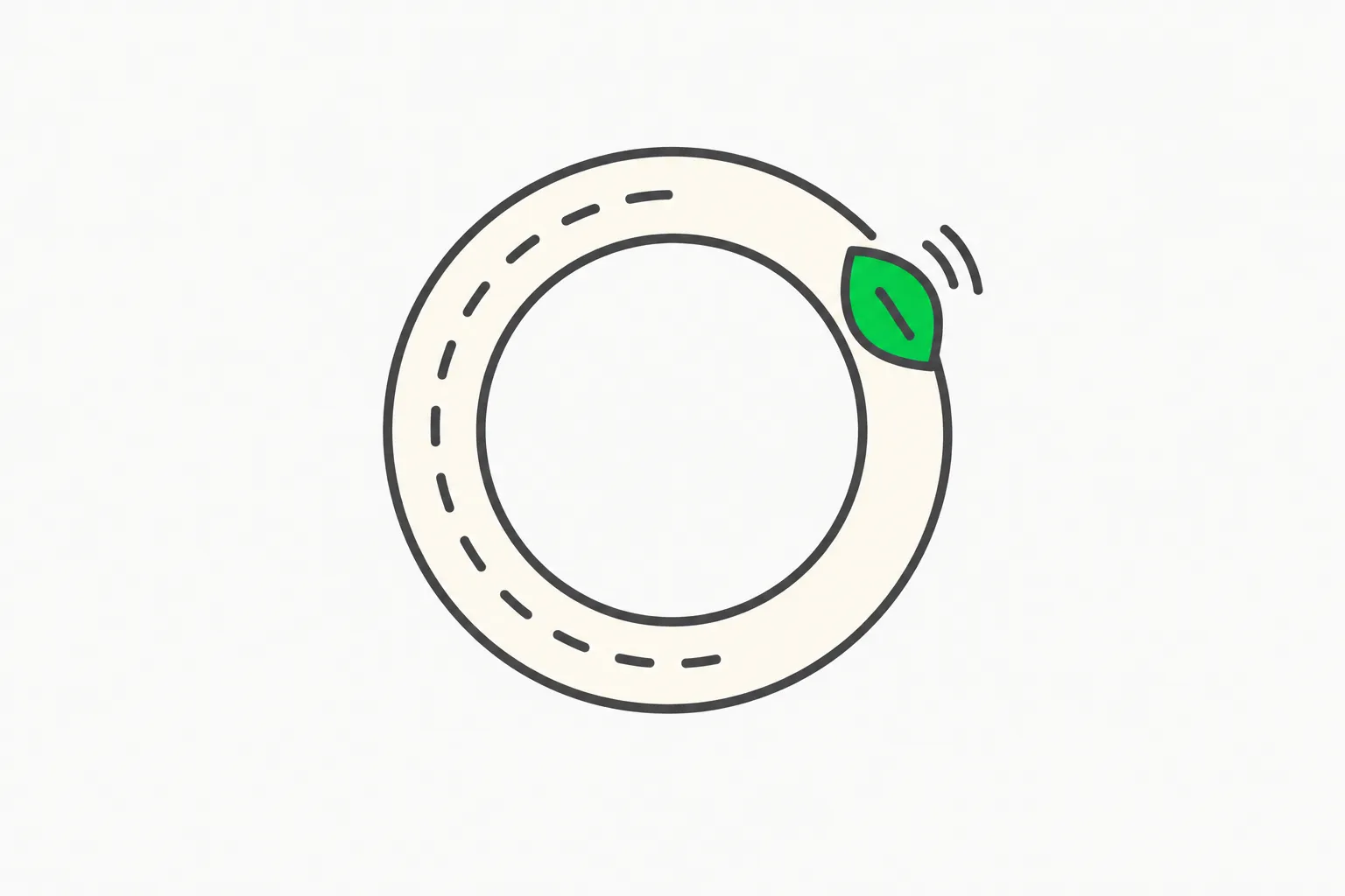 A leaf-shaped bead moving to the clear side of a track, picturing a lower-carbon region choice for AI requests