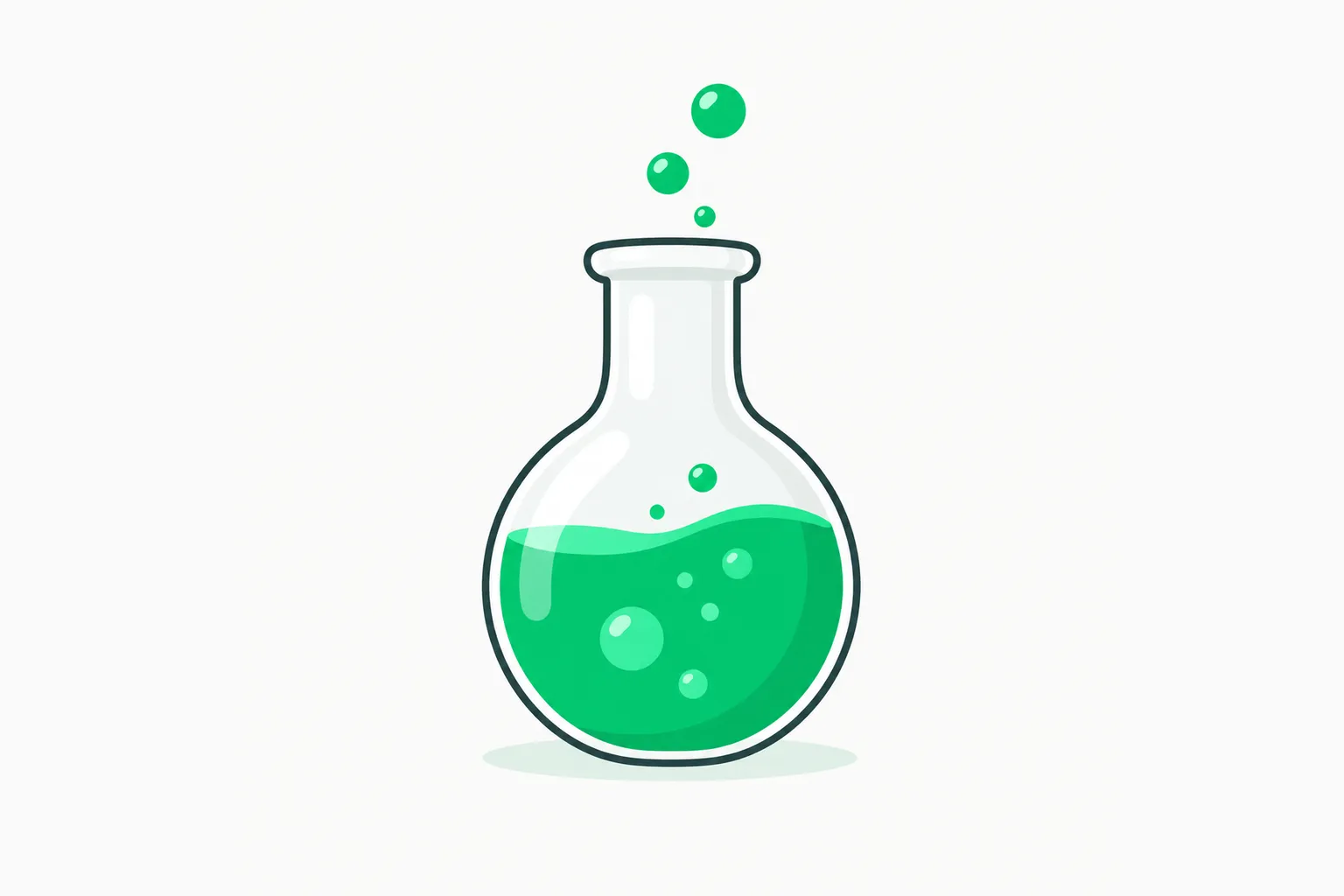 A beaker of green liquid standing for the credits behind the UK AI Biosecurity Lab