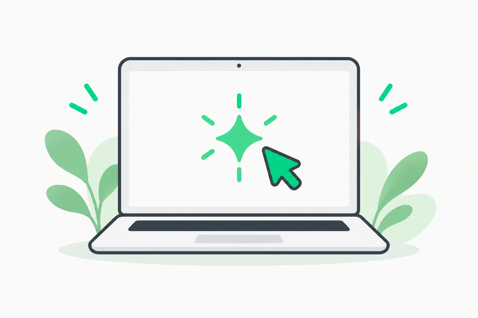 Coding assistant laptop with a green spark, representing prosumer coding and productivity tools that drive Claude subscriptions