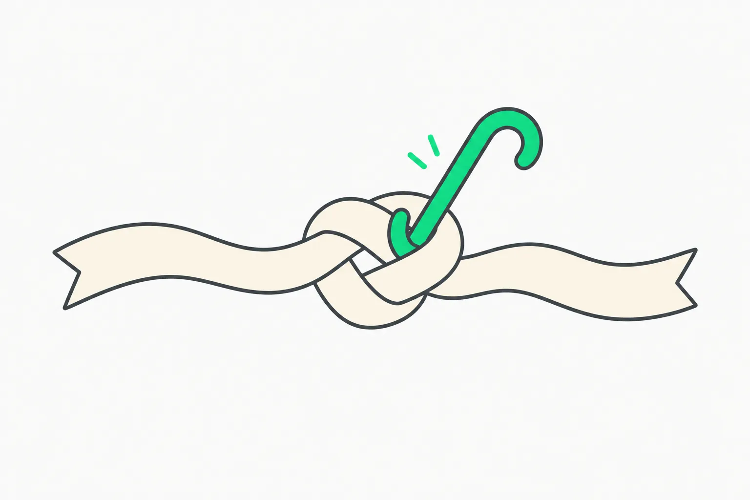 A merge conflict being untangled by a hook, representing how agent-scale source control handles concurrent changes to a monorepo