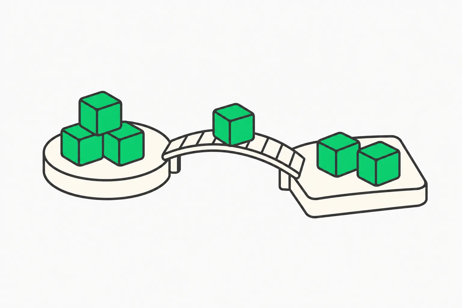 Code blocks crossing a bridge, illustrating the Prime Agent Rust port from TypeScript