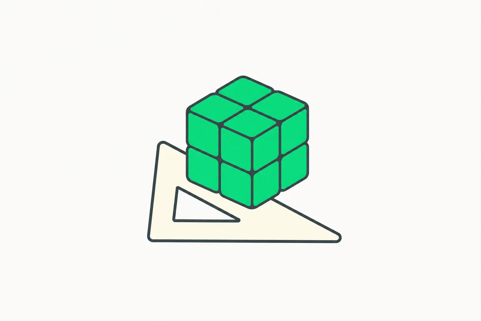 A modular prototype resting on a drafting triangle representing an AI-written application rebuilt from scratch