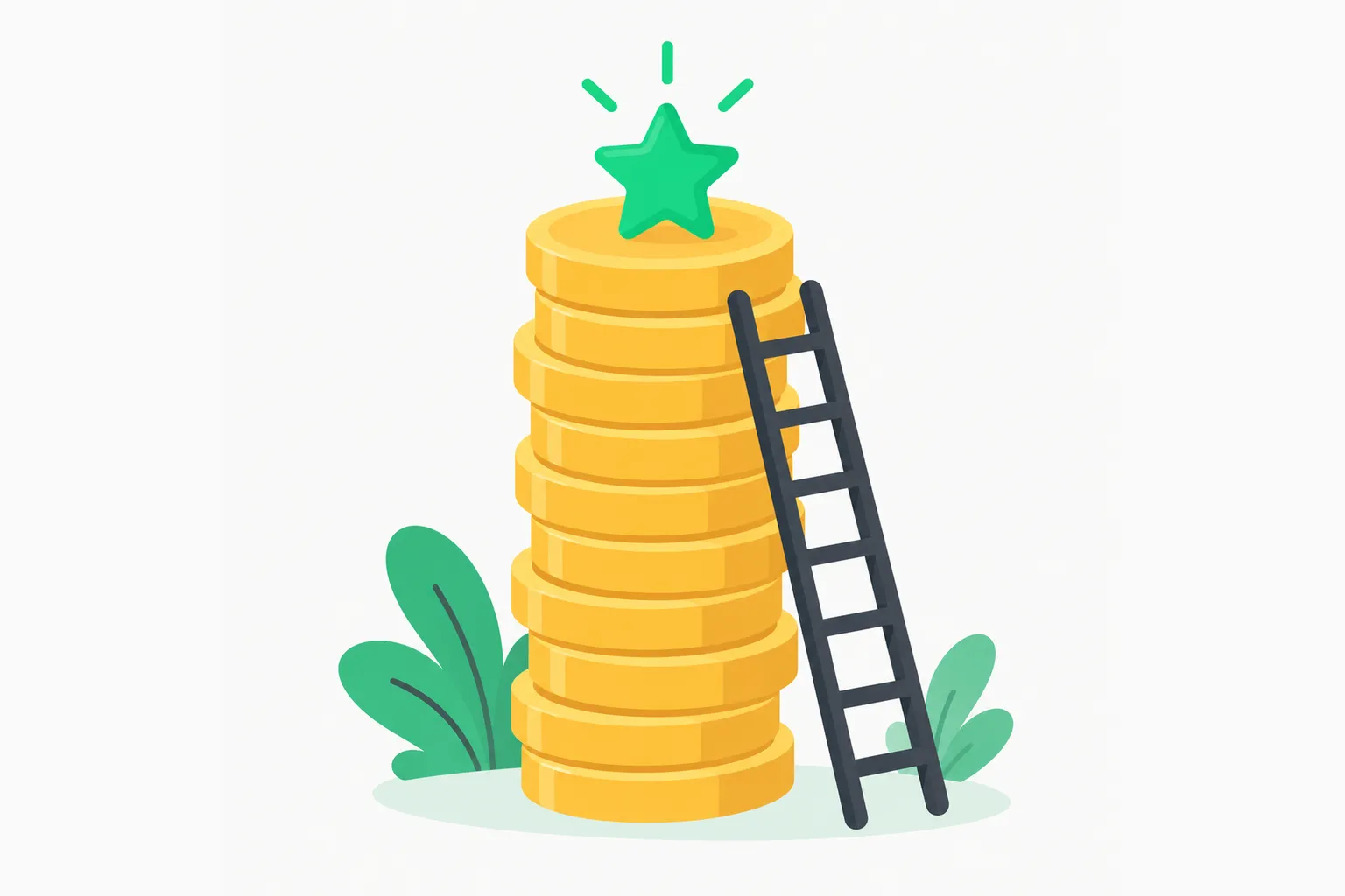A tall stack of coins with a ladder, standing in for equity value in the Anthropic Public Benefit Fund