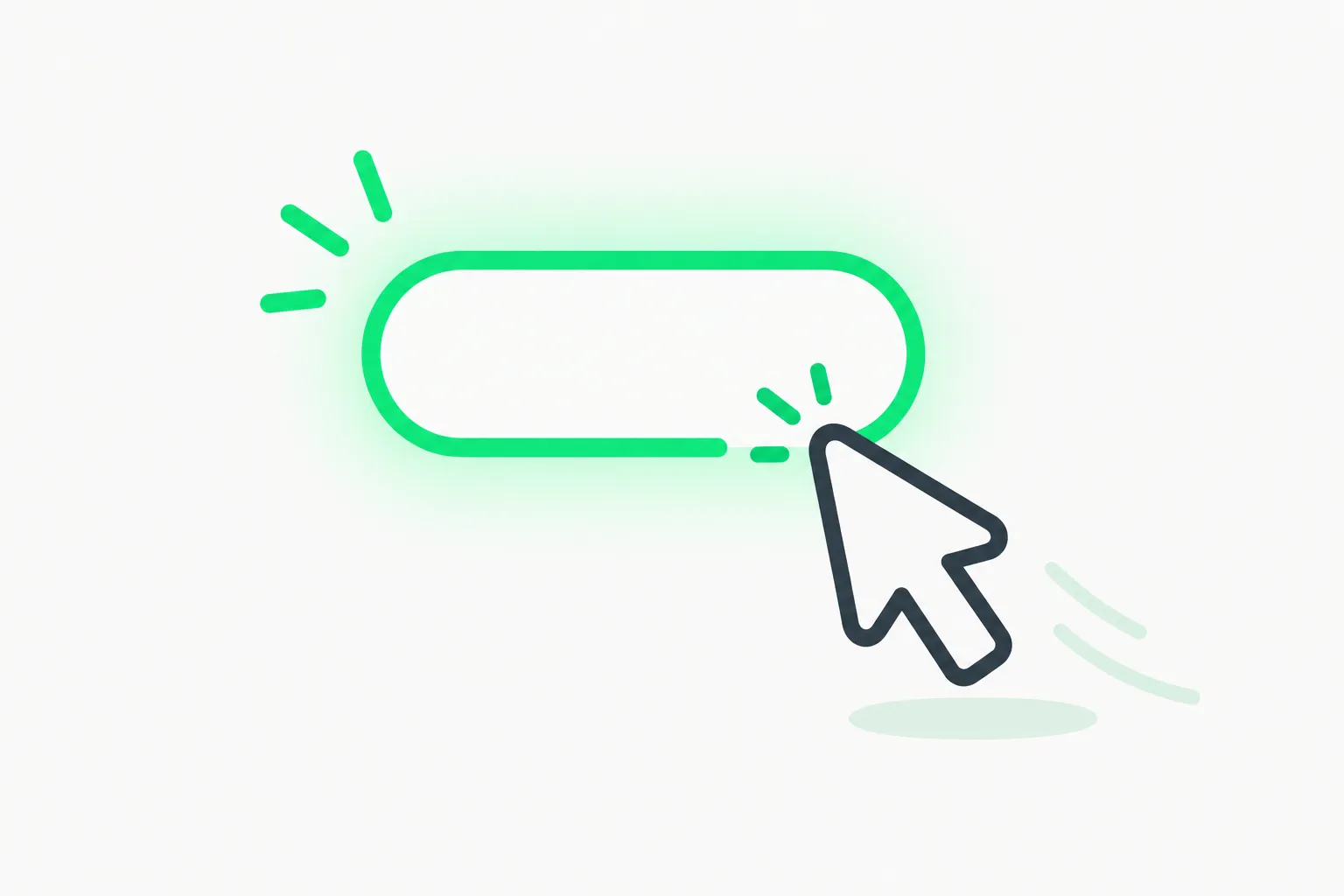 A cursor arrow reaching toward a glowing button, representing an AI agent using a cloud computer