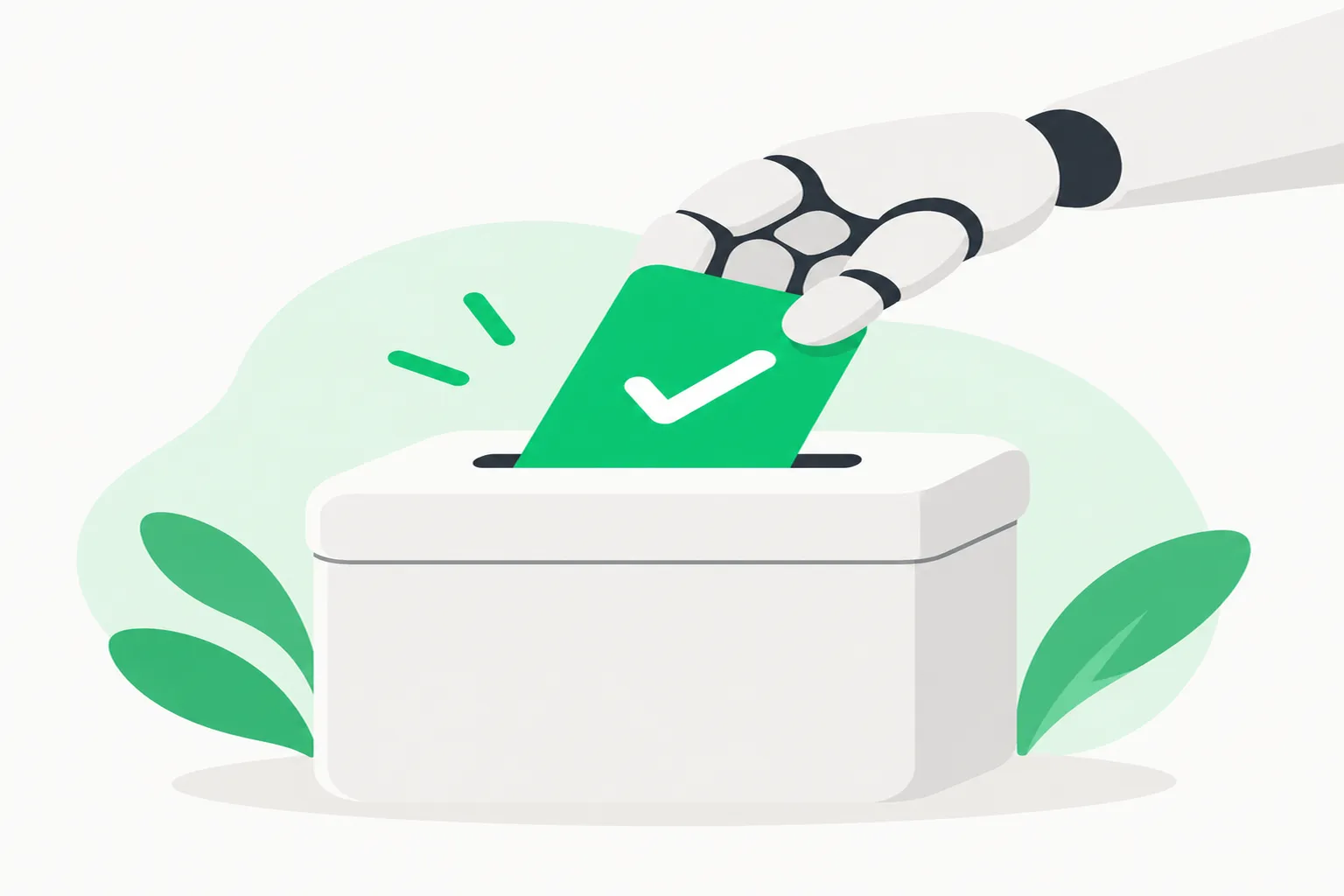 Ballot box with a check card, illustrating Grok 4.7 and GPT-6.1 Sol voting recommendations in the Convovo study