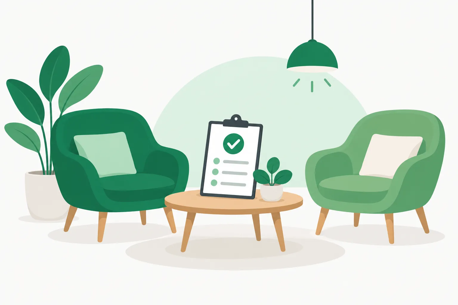 Two chairs and a clipboard suggesting a McKinsey AI avatar interview setup