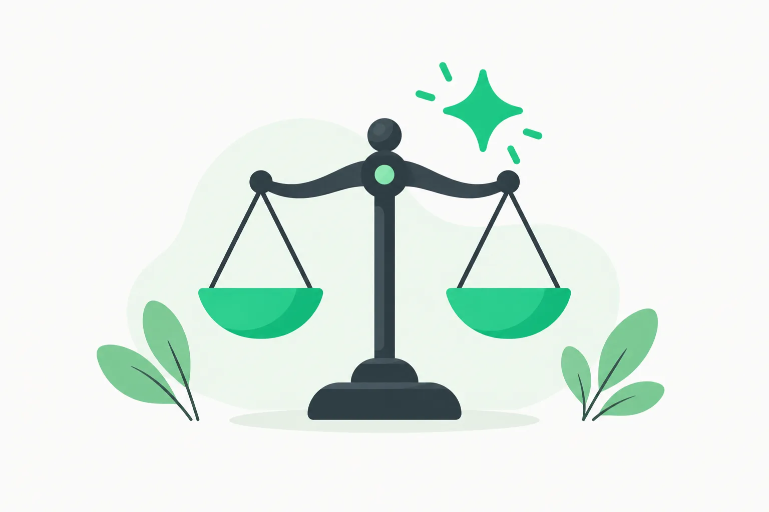Scale with a green spark representing the preliminary injunction decision in Apple's case against OpenAI