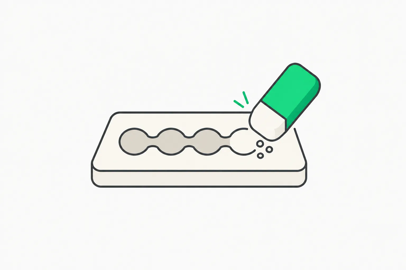 A green eraser removing a bead from a slab, illustrating the bill's data deletion requirement for federally funded surveillance systems