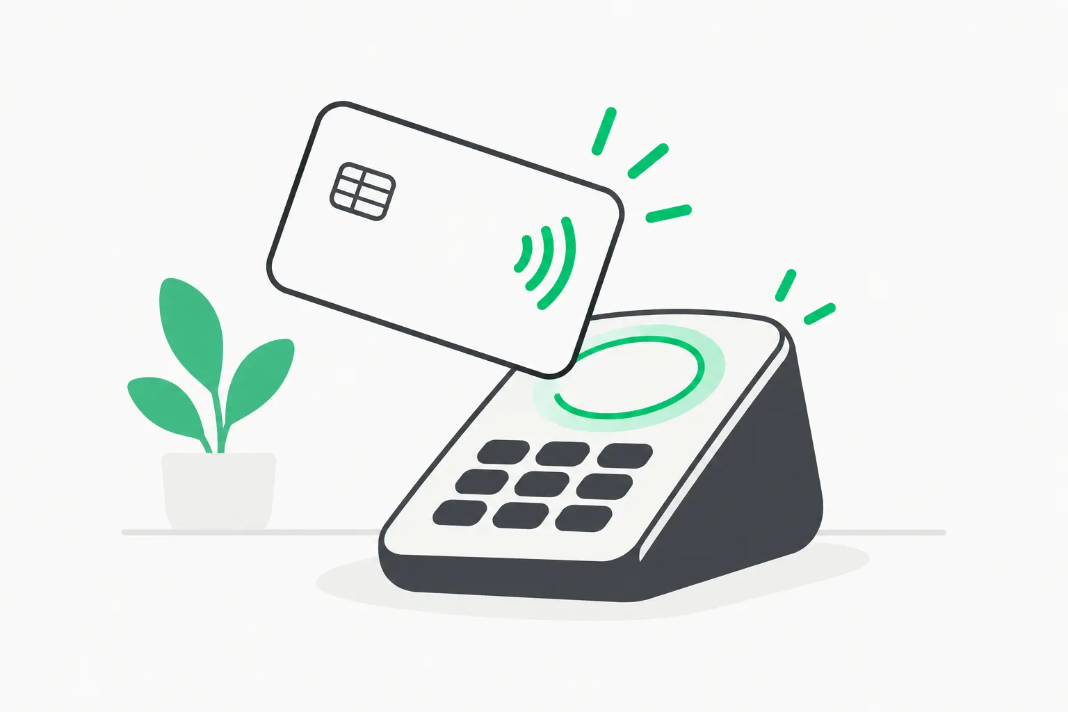 A card tapping a payment terminal, illustrating how Stripe Link agentic transactions settle