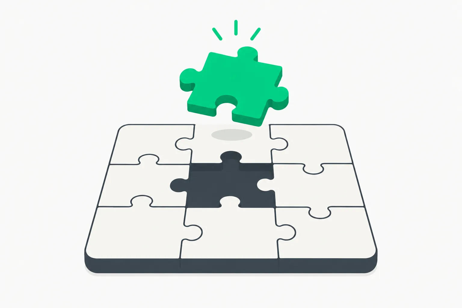 A nearly finished puzzle with one piece left, an image for practising hard problems without AI help