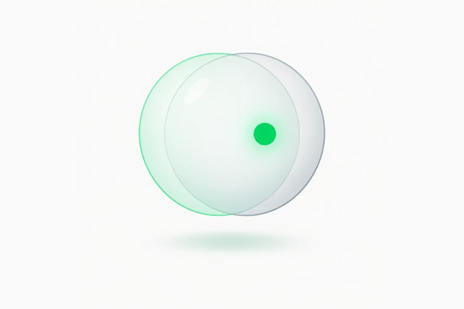 A sphere with two faint overlapping outlines, picturing the superposition a magic state prepares for magic state cultivation