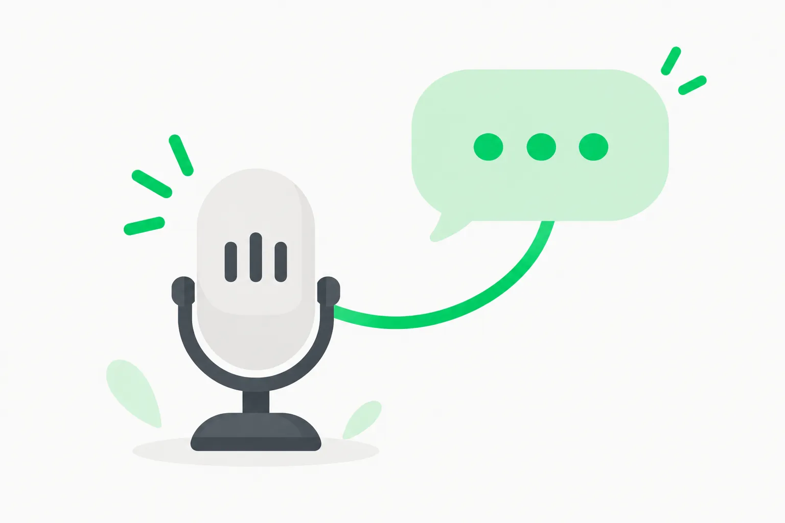 A microphone linked to a speech bubble, the loop a voice agent runs when testing text to speech
