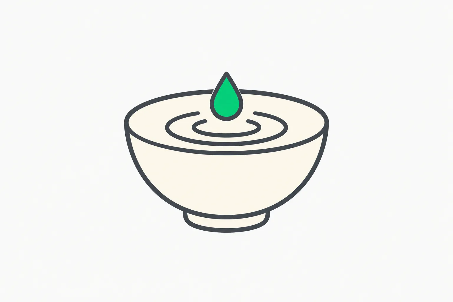 A raindrop striking a bowl and making ripple rings, representing sound effect generation and scoring with earshot