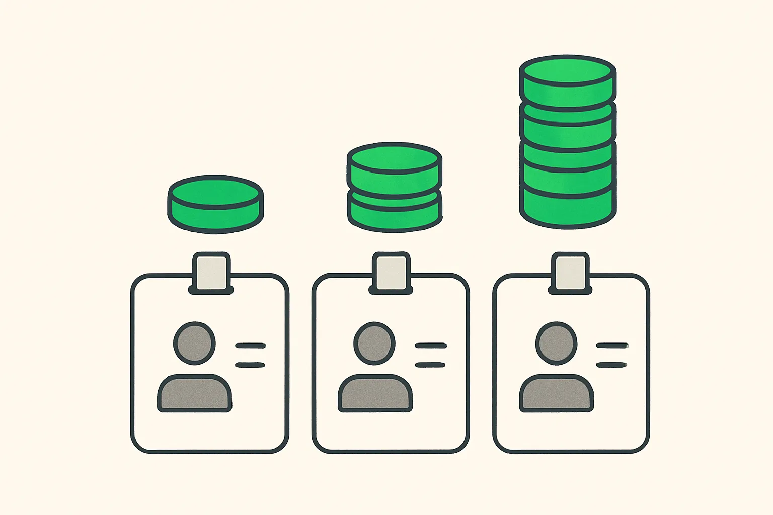 Employee badges with coin bars showing lobbying spending by AI companies rising across quarters