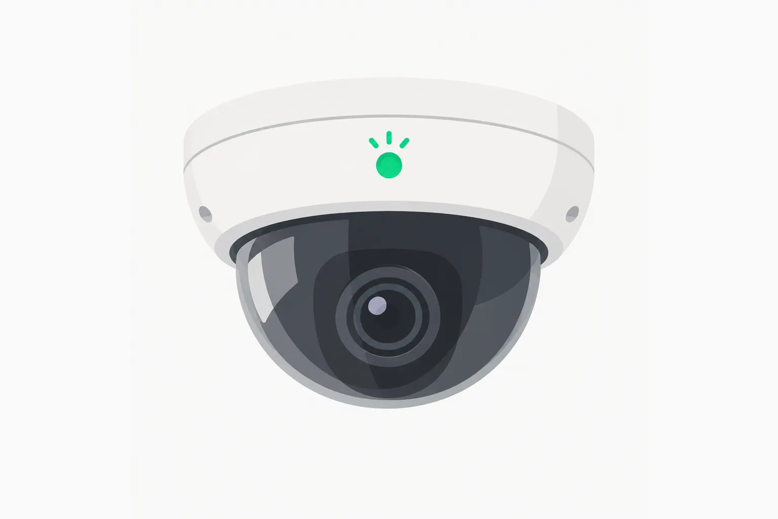 A rounded dome camera with a small green indicator, representing concerns that digital human registration extends state surveillance