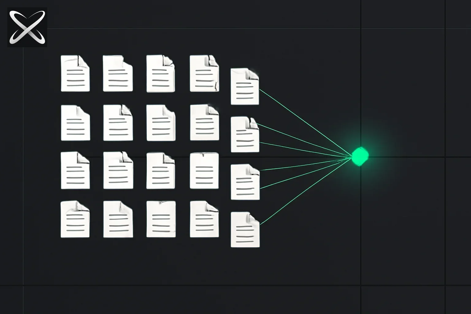 Agent markdown files guide — a fanned grid of distinct document-card types converging into one central agent hub