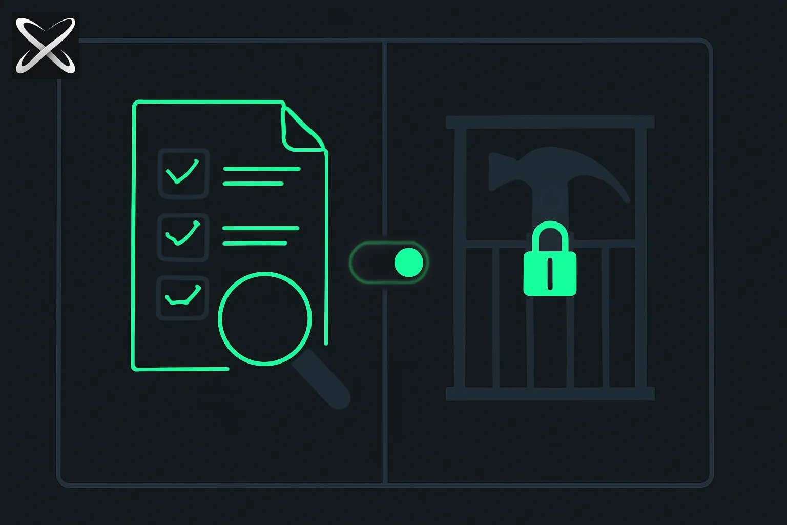 Claude Code Plan Mode diagram: a reviewed blueprint gating a locked hammer icon before execution