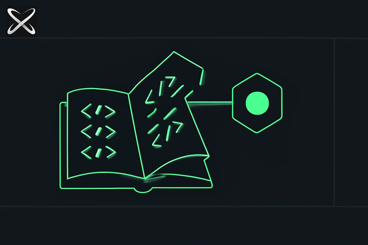 Claude Cookbooks explained — a code-block page lifting from an open book to connect into an agent core node