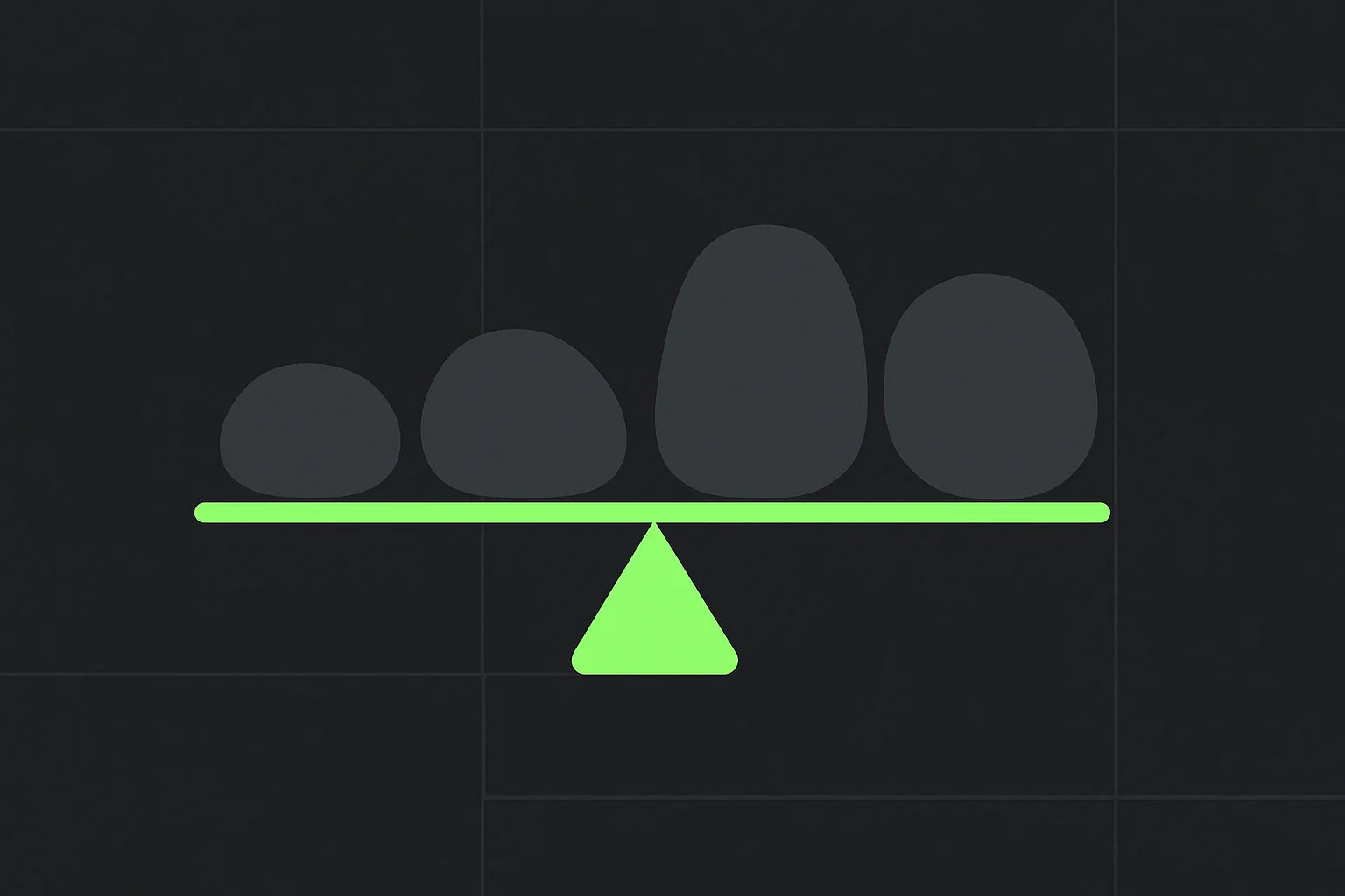 Gemini 4 Argon vs Opus 5.5 vs Grok 4.7 vs GPT-6 Astra: four stones of different heights on a quiet balance beam