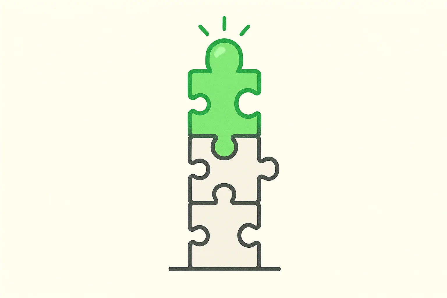 Formal proof verification with Lean: a tower of interlocking puzzle pieces with a glowing green piece at the top