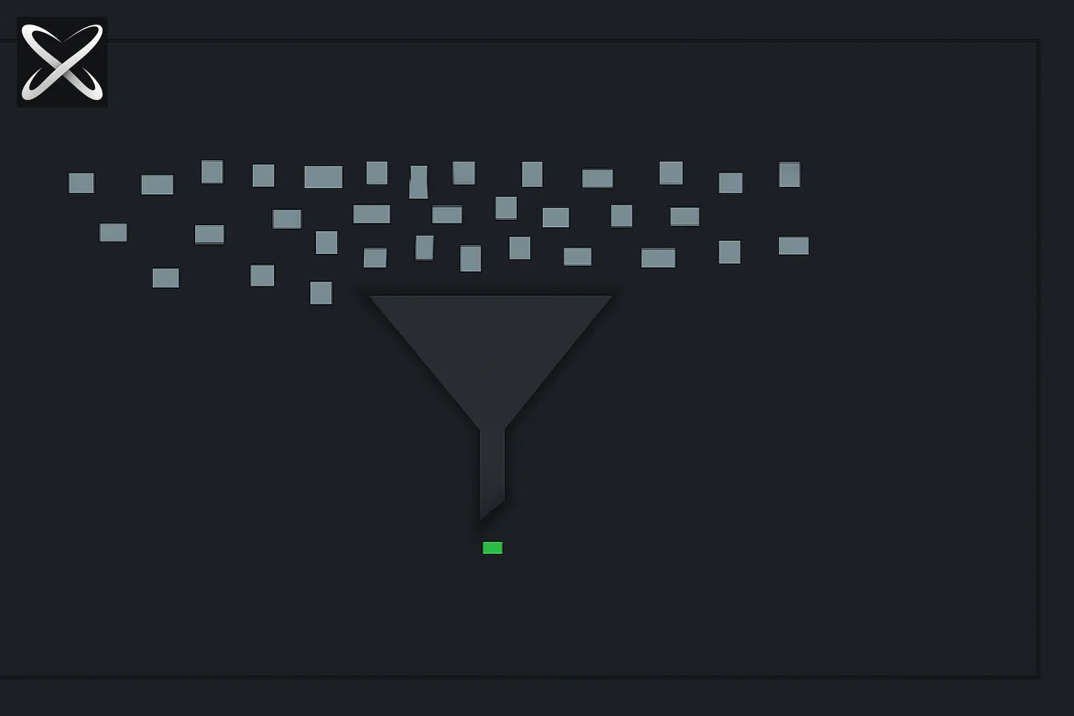 Staying current with AI diagram showing one funnel filtering a single item from a fast stream of headlines