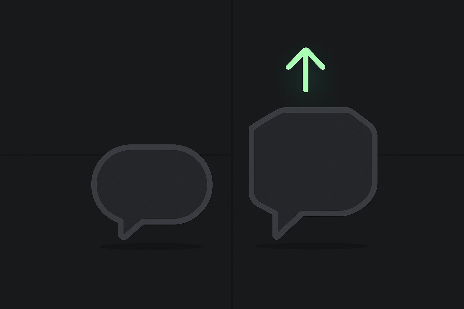 Illustration of a basic chat bubble leveling up into a larger, more capable shape, symbolizing upgrading from Claude free to Claude Pro