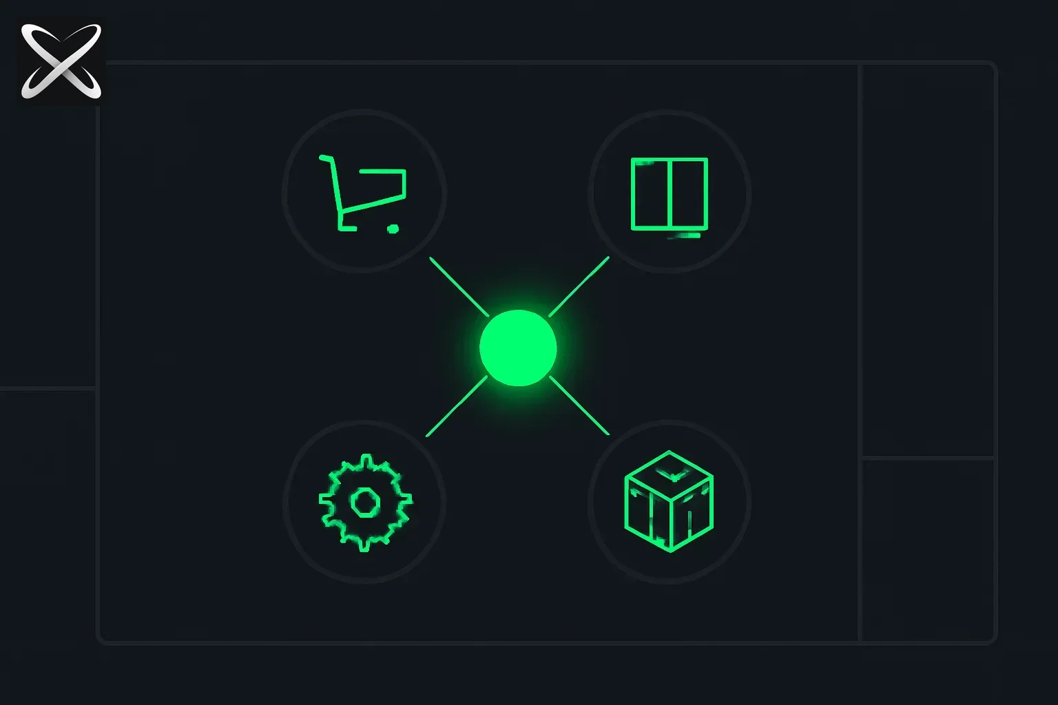 Odoo ERP explained — a central hub connected to a ring of distinct business-app module icons
