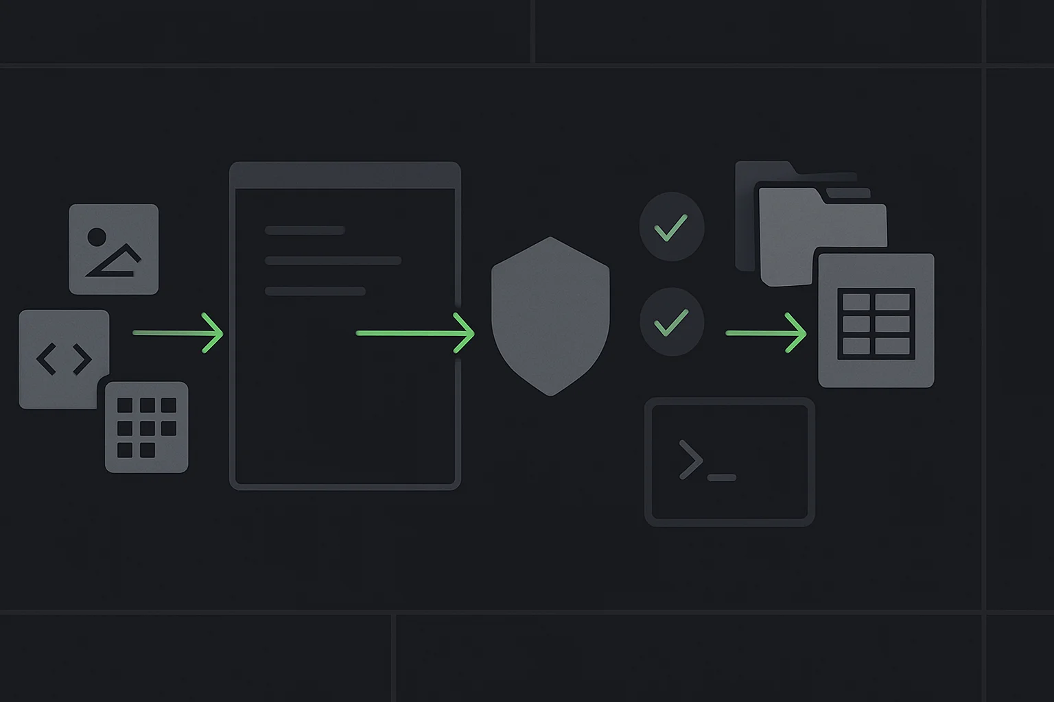 Practical Python automation projects shown as files moving through preview, validation, and verified output stages