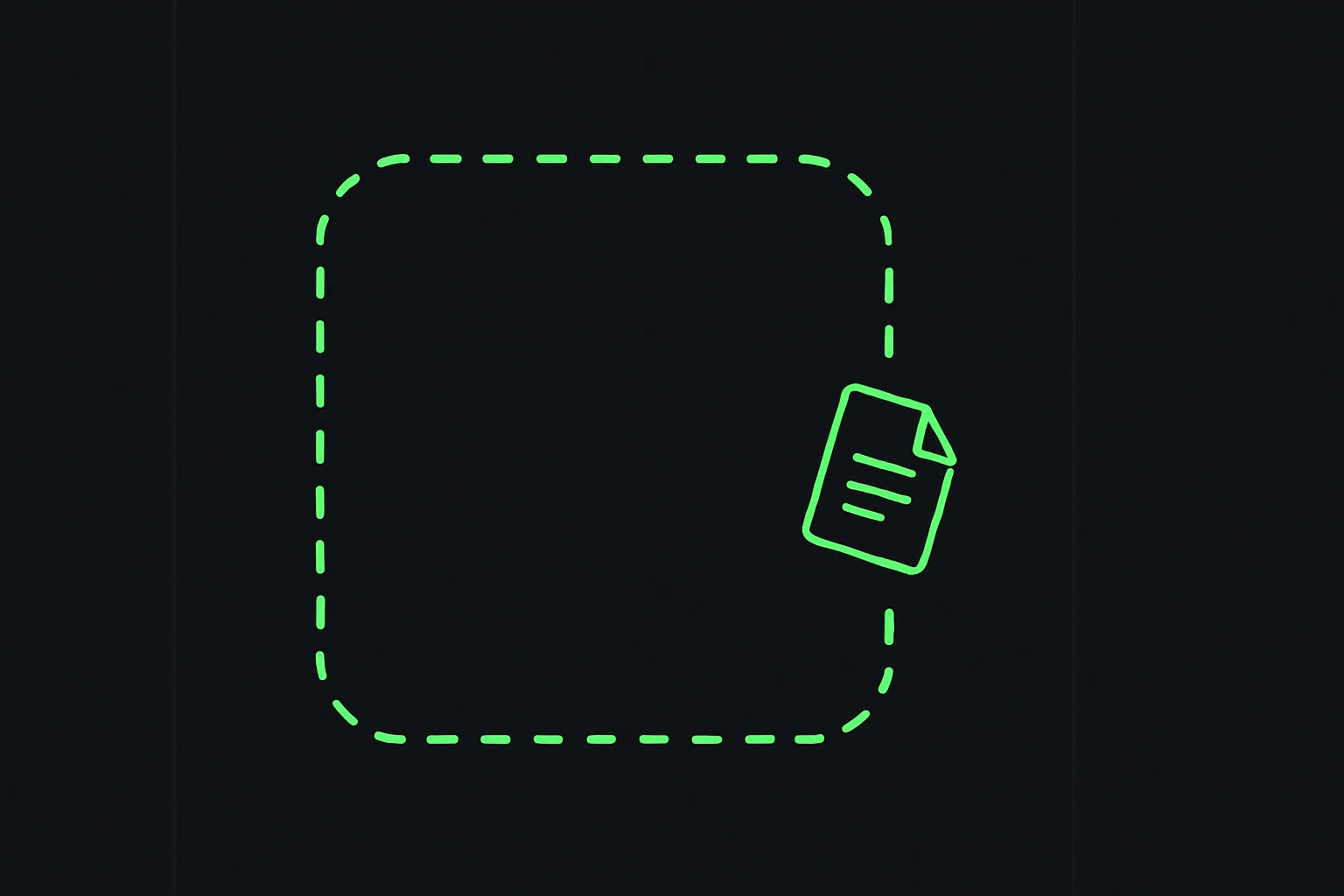 A single document icon quietly slipping past a dotted organizational boundary line, symbolizing company data leaving through an unapproved AI tool
