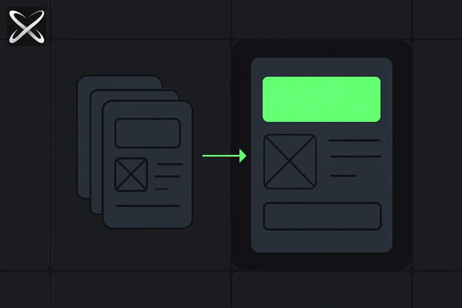 Top AI prompts for design diagram: template cards feeding into a design canvas that fills with UI wireframe shapes